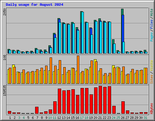 Daily usage for August 2024